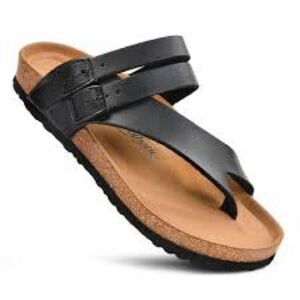 Aerothotics cork Footbed sandals black brown women’s‎ size 39